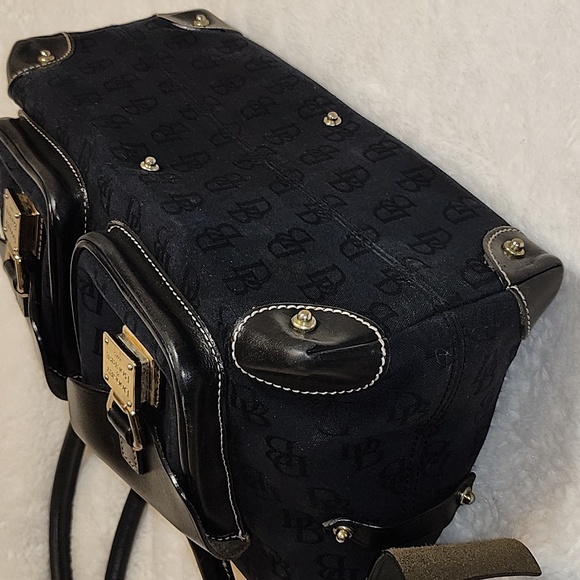 Dooney & Bourke Y2K  Black Legacy Signature Logo Canvas Leather Hobo/ Handbag - Picture 6 of 16